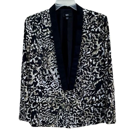 NWT Mossimo Tuxedo Evening Jacket Womens XXL Black Tan Animal Print Shawl Collar - Picture 1 of 14